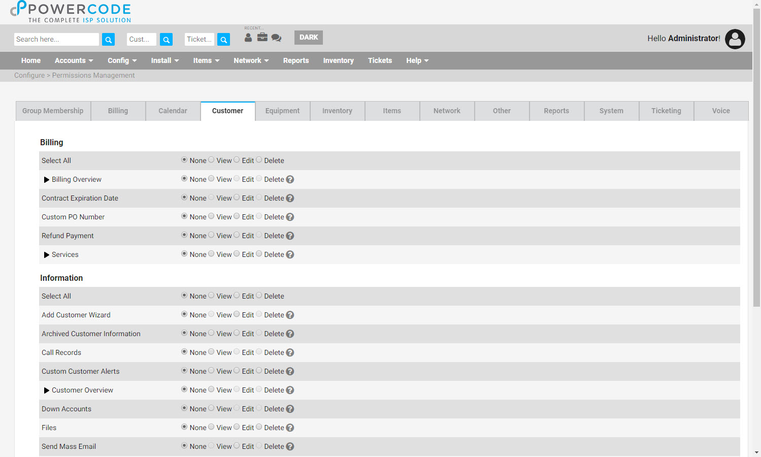 Permissions – Powercode